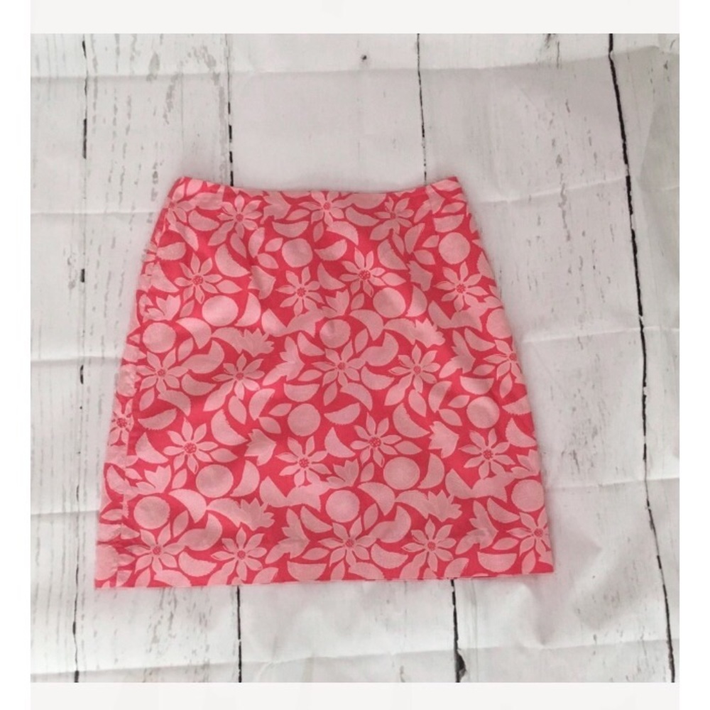 Lilly Pulitzer Pink Slice Print Floral Skirt Size 2